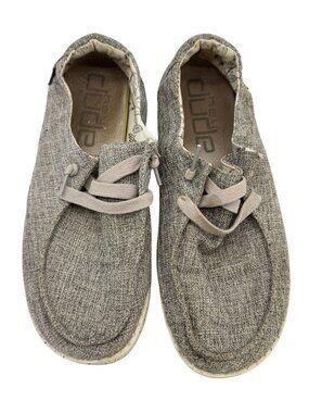 Hey Dude Womens Wendy Linen Casual Shoes Size 7 Gray Slip On Loafers Comfort